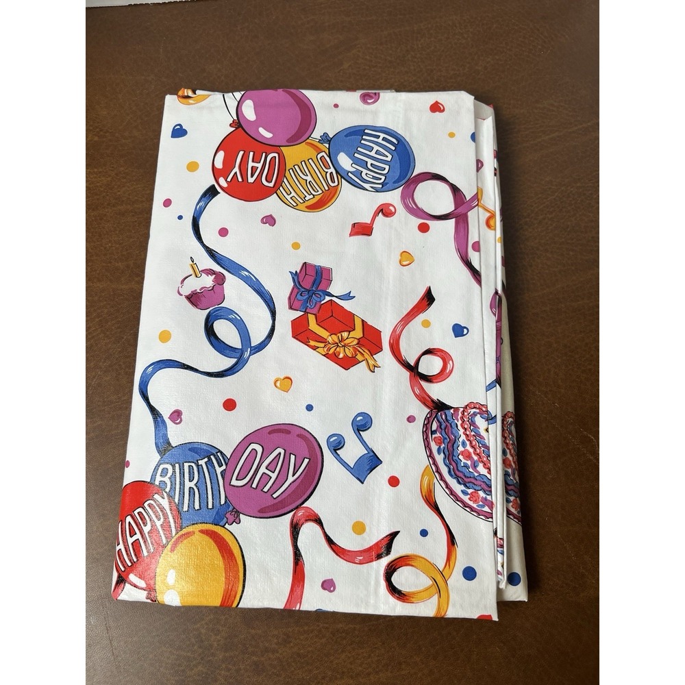 Vintage Flannel Back Tablecloth Birthday Party Square 52x52